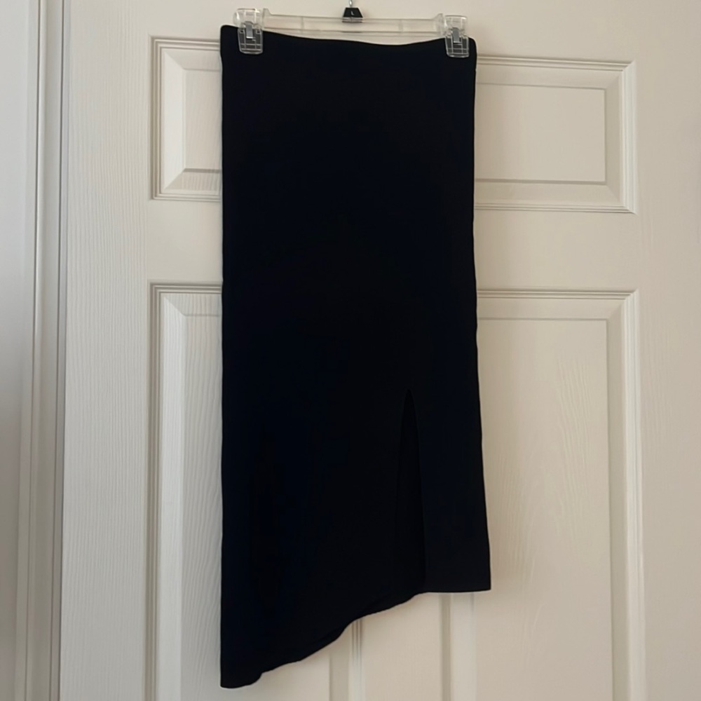 White Fox Boutique asymmetric heavy knit midi skirt with front slit
